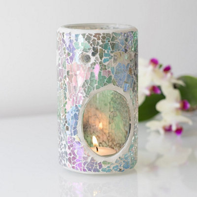 White Iridescent Crackle Burner & Wax Melt Kit