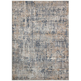 Blue Ivory Abstract Modern Rug Easy to clean Living Room Bedroom and Dining Room-160cm X 220cm
