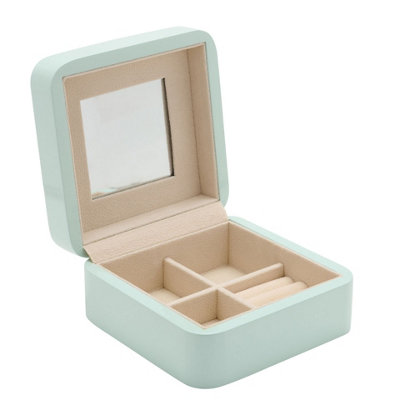 Blue Jewellery Box With Lift Up Lid and Compartments