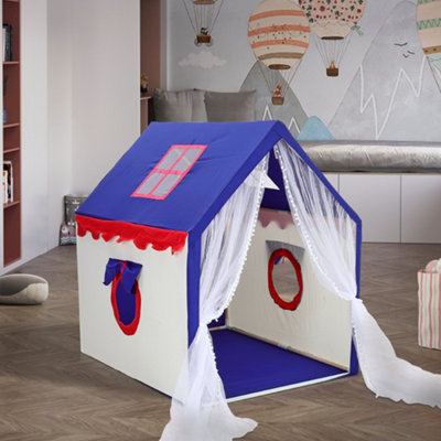 Blue Kids Play Tent Portable Castle Tent Indoor Playhouse for Boys Girls DIY at B Q