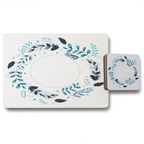 Blue Leaves Frame (Placemat & Coaster Set) / Default Title