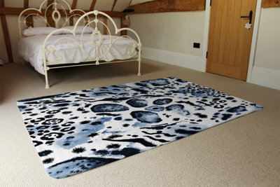 Blue Leopard Print Designer Special Soft Home Rug