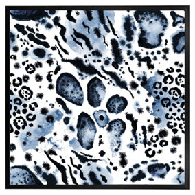 Blue leopard print (Picutre Frame) / 16x16" / Oak