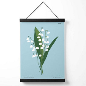 Blue lilly of the Valley Flower Market Minimalist Medium Poster with Black Hanger