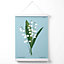 Blue lilly of the Valley Flower Market Minimalist Poster with Hanger / 33cm / White