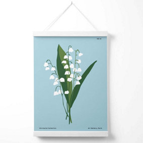 Blue lilly of the Valley Flower Market Minimalist Poster with Hanger / 33cm / White