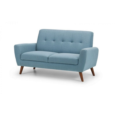 Blue Linen Fabric 2 Seater Sofa