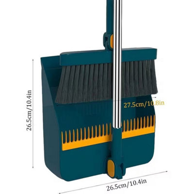 Blue Long Handle Dustpan and Brush Set Metal Heavy Duty
