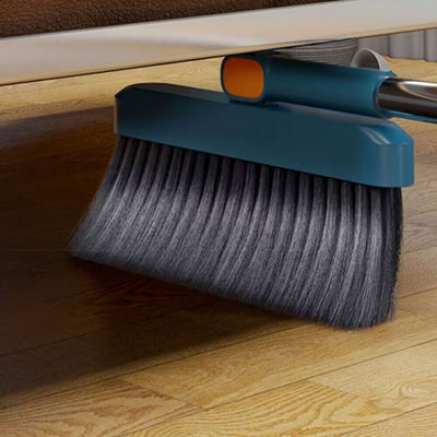 Blue Long Handle Dustpan and Brush Set Metal Heavy Duty