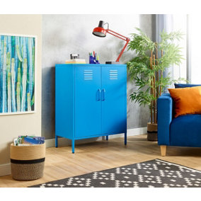 Blue Metal 2 Door Sideboard, Drink Cabinets, Industrial Storage Cabinet for Home  or Office