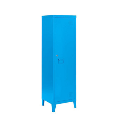Blue Metal 2 Shelve Locker Cabinet, 1 Door Storage Cupboard for Home or Office