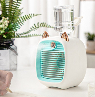Blue Mini Cartoon Fox Misting Desktop Fan