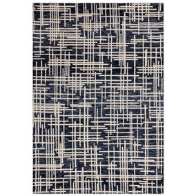 Blue Modern Abstract Easy to Clean Rug for Living Room Dining Room & Bedroom-120cm X 170cm