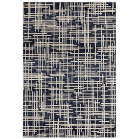 Blue Modern Abstract Easy to Clean Rug for Living Room Dining Room & Bedroom-200cm X 290cm