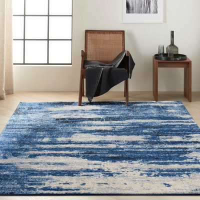 Blue Modern  Abstract Rug for Living Room, Bedroom, Dining Room - 69 X 221 (Runner)