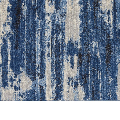 Blue Modern  Abstract Rug for Living Room, Bedroom, Dining Room - 69 X 221 (Runner)