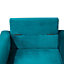 Blue Modern Accent Chair with Arms and Wooden Legs, Comfy Upholstered Armchair for Living Room