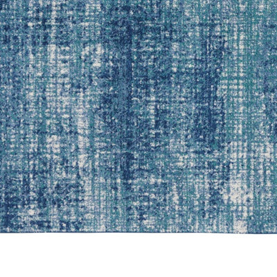 Blue Modern Easy to Clean Abstract Rug for Living Room, Bedroom, Dining Room - 229cm X 300cm