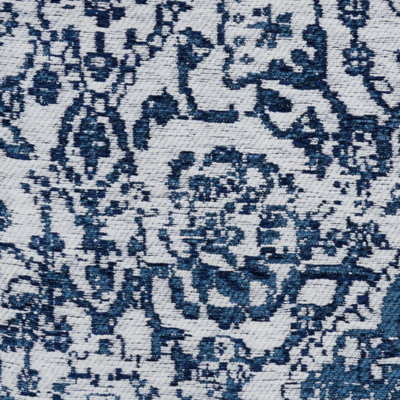 Blue Modern Floral Cotton Easy to Clean Polyester Rug for Living Room, Bedroom - 244cm X 305cm
