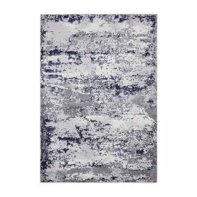 Blue Modern Rug, Abstract Metallic Marble Rug, 11mm Thick Modern Rug ...