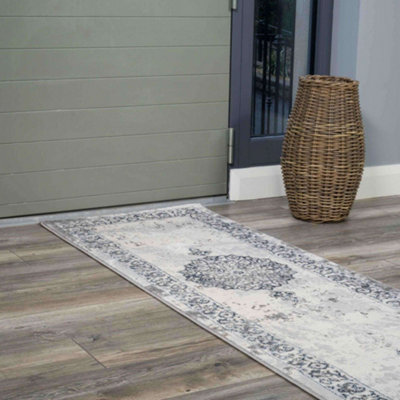 Blue Modern Soft Runner Rug - 240 x 60cm