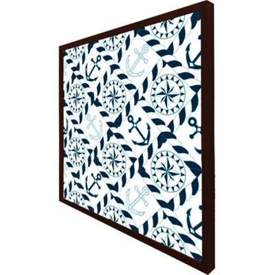 Blue nautical elements (Picutre Frame) / 30x30" / Oak