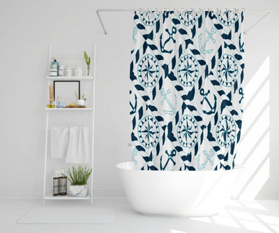 Blue Nautical Elements (Shower Curtain) / Default Title