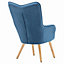 Blue Occasional Armchair with Footstool Set,Frosted Velvet Sofa Chair Upholstered Wing Back Lounge Chair with Cushion