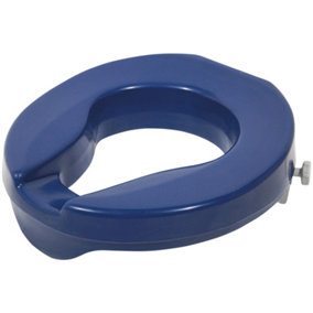 Blue One Piece Moulded Toilet Seat - Raised 2 Inches - Anti Bacterial Finish