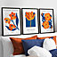 Blue & Orange Flower Market Wall Art Prints / 42x59cm (A2) / White Frame
