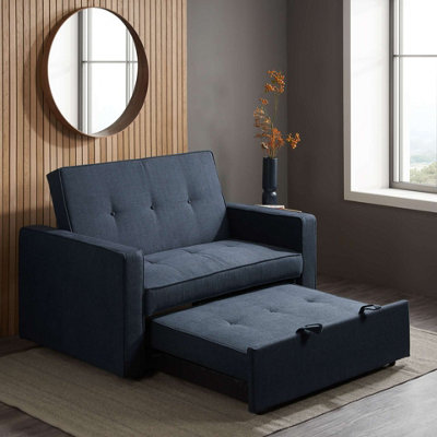 Blue Ottoman Sofa Bed Birlea Otto Fabric 2 seater settee contemporary style
