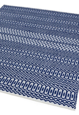 Blue Outdoor Rug, Geometric Stain-Resistant Rug For Patio Decks  2mm Modern Outdoor Area Rug-120cm X 170cm
