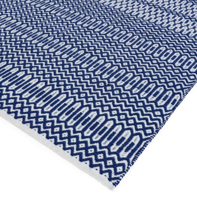 Blue Outdoor Rug, Geometric Stain-Resistant Rug For Patio Decks  2mm Modern Outdoor Area Rug-160cm X 230cm