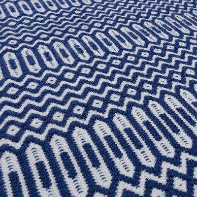 Blue Outdoor Rug, Geometric Stain-Resistant Rug For Patio Decks  2mm Modern Outdoor Area Rug-66 X 240cmcm (Runner)