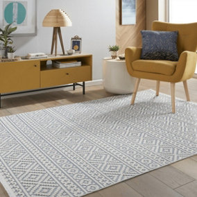 Blue Outdoor Rug, Geometric Stain-Resistant Rug For Patio Decks, 3mm Modern Outdoor Durable Area Rug-190cm X 290cm