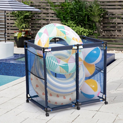 Blue Outdoor Swimming Pool Breathable Mesh Removable Storage Frame with ...