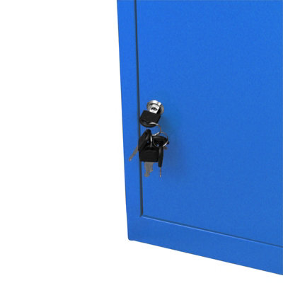 Blue Parcel Post Box Lockable Wall Mounted Secure Large Outdoor