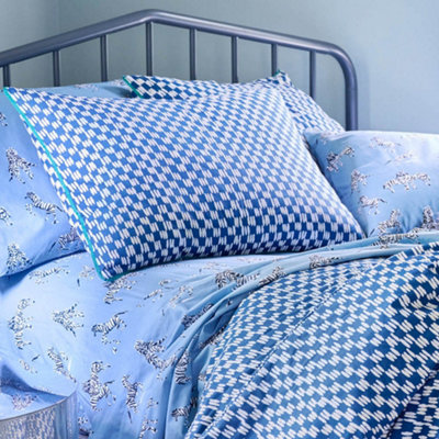 Blue Petite Painted Check Duvet Cover Set