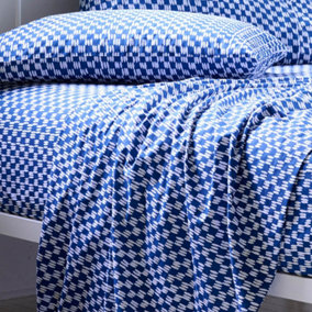 Blue Petite Painted Check Fitted Sheet
