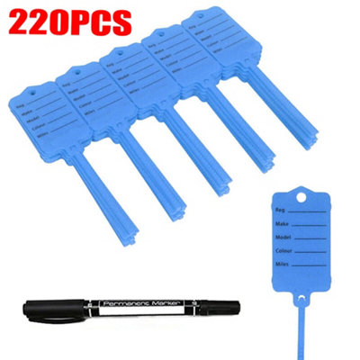 Blue Plastic Car Key Tags - Pack of 220 Self-Tie Vehicle Asset ...