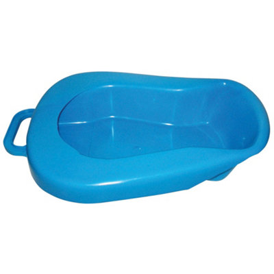 Blue Plastic Universal Bed Pan with Lid - Integrated Handle - 2.5 Litre Capacity