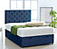 Blue Plush Foot Lift Ottoman Bed With Memory Spring Mattress And Studded Headboard 5.0FT King Size