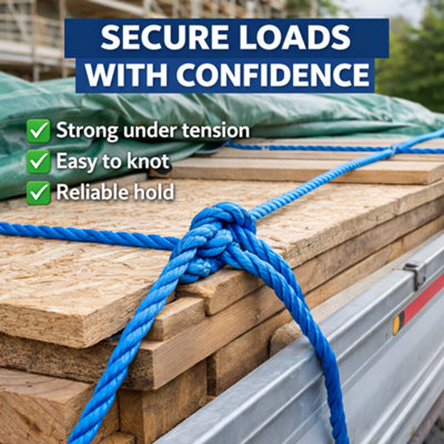 Blue Polypropylene Rope 30m Long 12 mm Rope Maximum Breaking Load ...