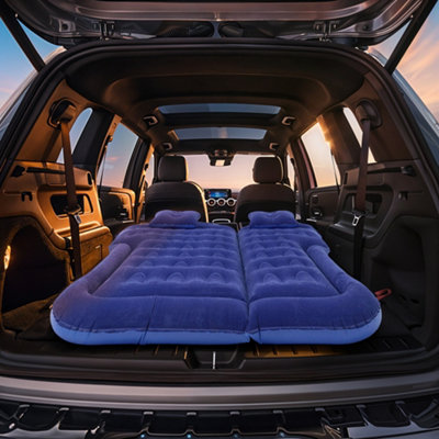 Blue Portable Car Air Bed Air Mattress with Pillows and Inflation Pump