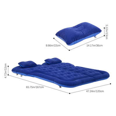 Blue Portable Car Air Bed Air Mattress with Pillows and Inflation Pump
