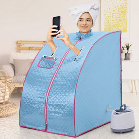 Blue Portable Foldable 2L Full Body Loss Weight Home Spa Sauna Steam Kit for Relaxation