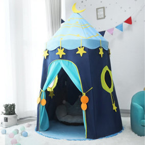 Blue Portable Kids Tent Indoor Outdoor Play Tent Teepee Indoor Playhouse Children's Castle with Carry Bags