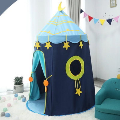 Blue Portable Kids Tent Indoor Outdoor Play Tent Teepee Indoor Playhouse Children's Castle with Carry Bags