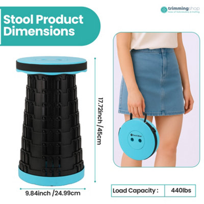 Blue Portable Telescopic Stool, Collapsible Plastic Stool for Hiking ...