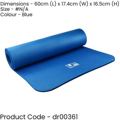 Blue Premium 10mm Exercise Mat Carry Strap 183 x 61cm Rubber Yoga Pilates